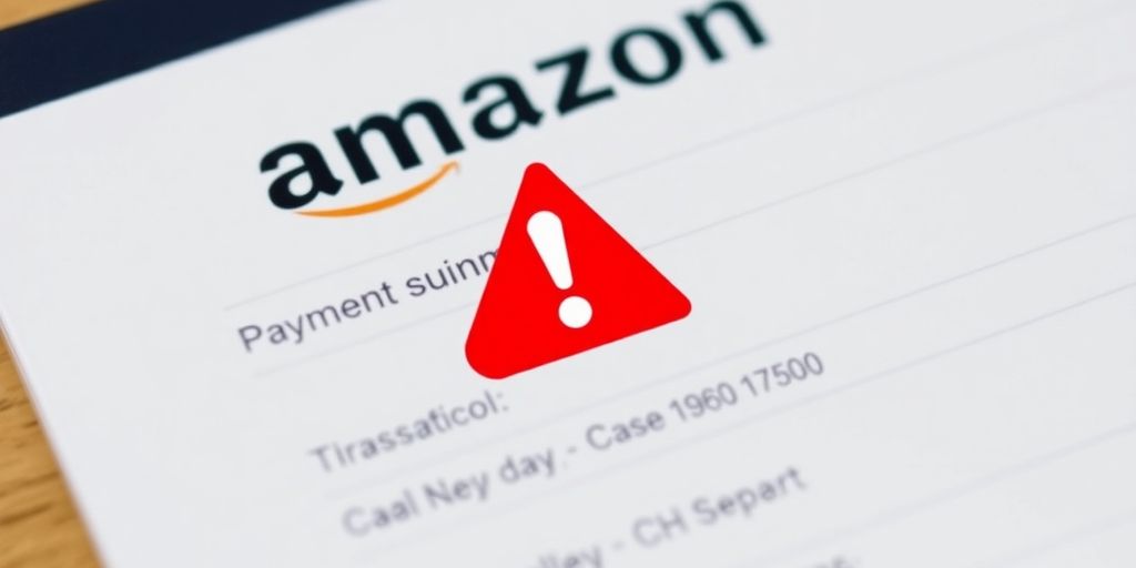 Amazon payment receipt with a red alert notification.